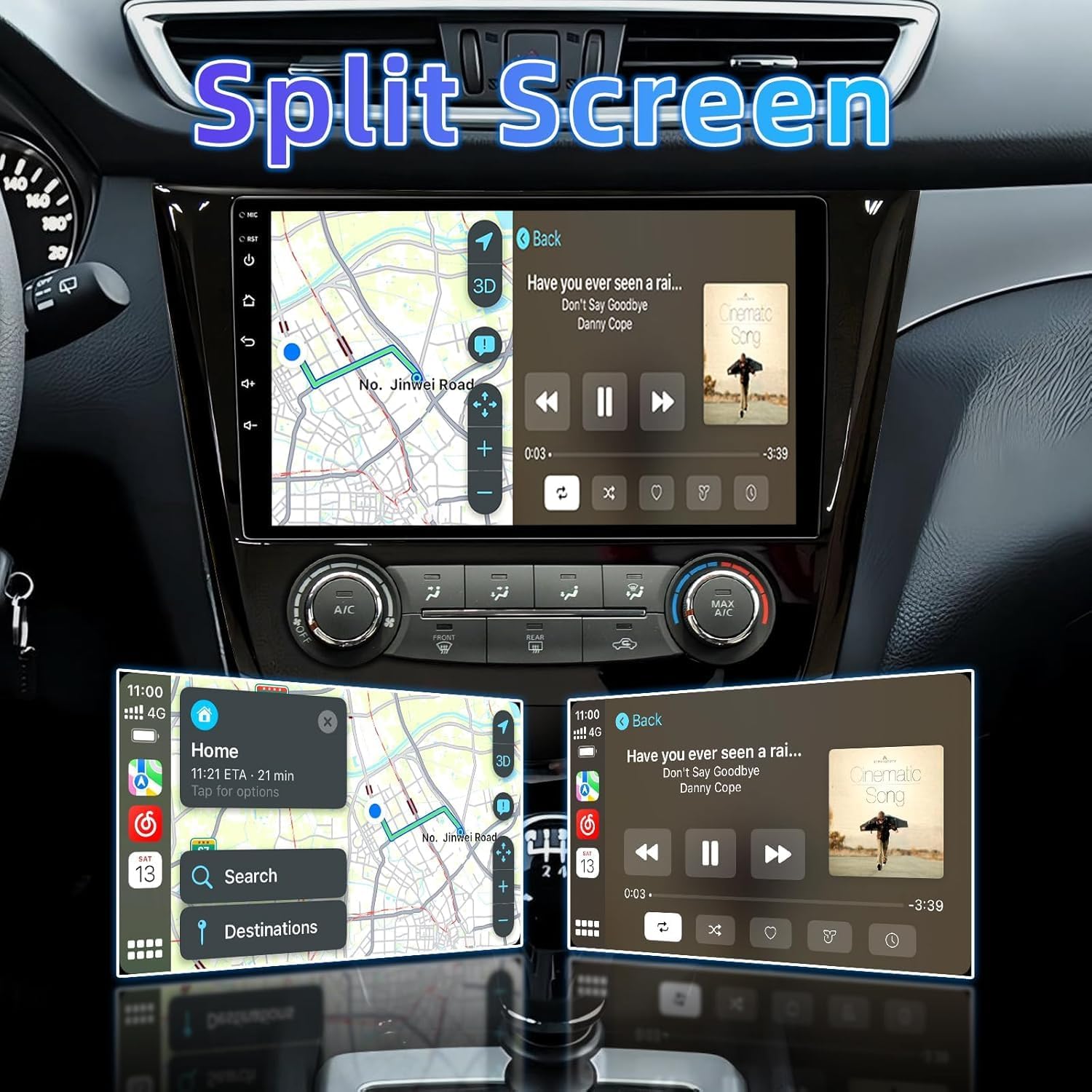 10.1" Android 13 Car Radio Stereo Compatible with Nissan X-Trail Qashqai Rogue 2014-2018, Touchscreen with Wireless CarPlay & Android Auto, WiFi, GPS, FM RDS, Backup Camera, SWC, 2+64G (Manual AC)