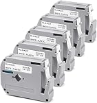 5-Pack MK231 Remplacer Brother P Touch M Tape 12mm 0.47 Blanc pour PT-M95 PT65 | M-K231 M231 P Touch M Label Tape. Fit with Brother PTM95 PT-65 PT-70 PT-80 PT-90 PT-55 PT-45 PT85 Marqueur d'étiquettes. Blanc de 1/2 pouce