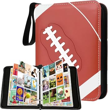 900 Pockets Trading Card Binder, Football Card Binder Album, Rugby Card Collector Album, PU Leather Card Collector Folder for MTG, Game Cards, Sports Cards Football