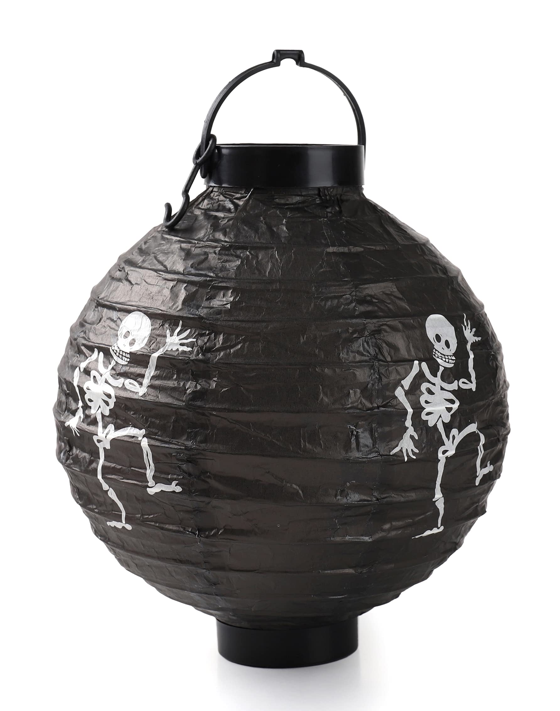 Komonee Black Halloween Led Dancing Skeleton Light Up Hanging Portable Paper Lantern