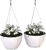 Mayne Caprio 2-Pack Large 14in Durable Self Watering Hanging Planter - White - Includes Water Level Indicator and Optional Drainage for IndoorOutdoor Use 3886-W
