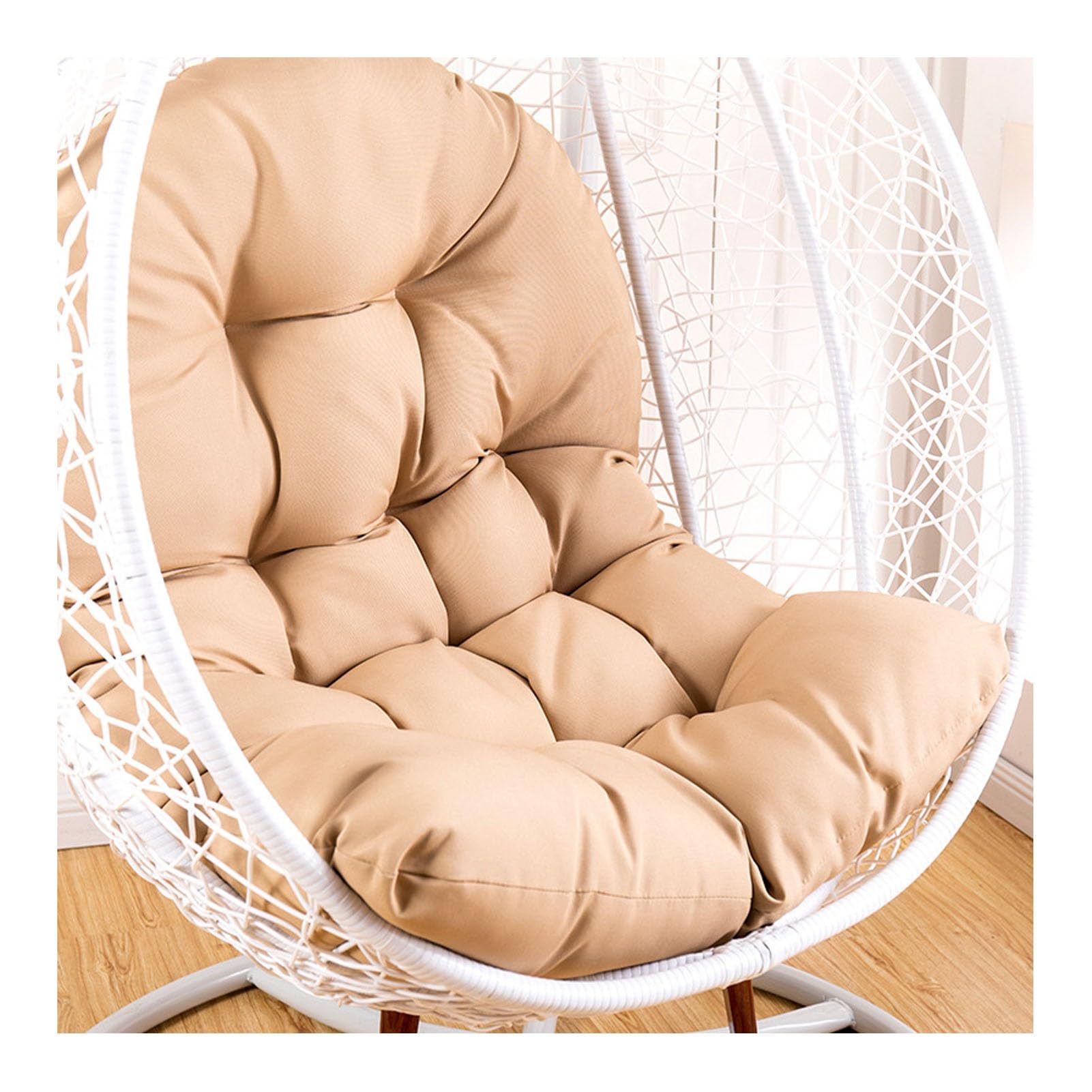 Coussin de balançoire marron lavable résolvant l'inconfort des chaises suspendues oeuf