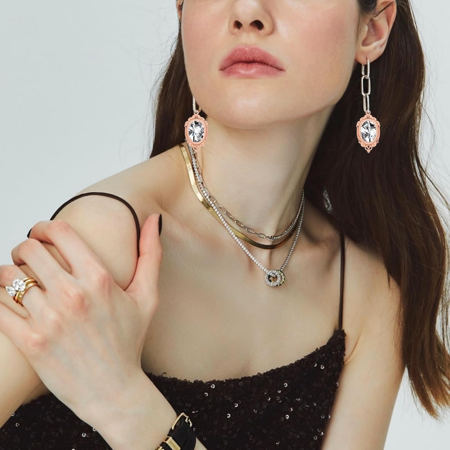 uxcell 12 Pcs Pendant Trays Kit, 20mm Oval Blank Bezel Pendant Tray Base Connector Settings for Photo Charm Jewelry Making DIY Crafts, Black (Hollow Lace) - Image 6