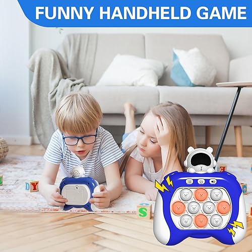 Miniatura 6 de Juego de burbujas rápidas, máquina de juego pop con luz de empuje rápido, juguete sensorial de consola sensorial de mano para niños y adultos,