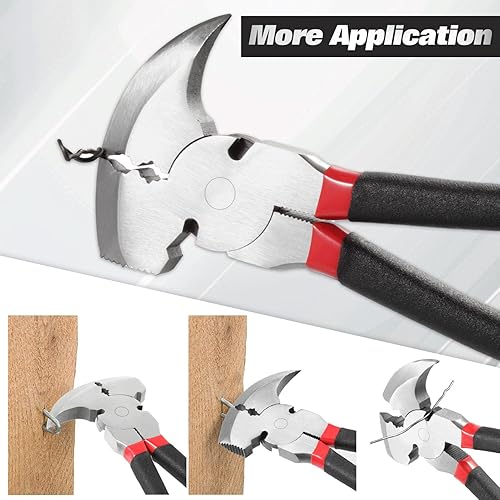 Miniatura 5 de SPEEDWOX Alicates de esgrima de 10.5 pulgadas, alicates para cercas de grapas, alicates para juntas sólidas, alicates para cerca, alicates para