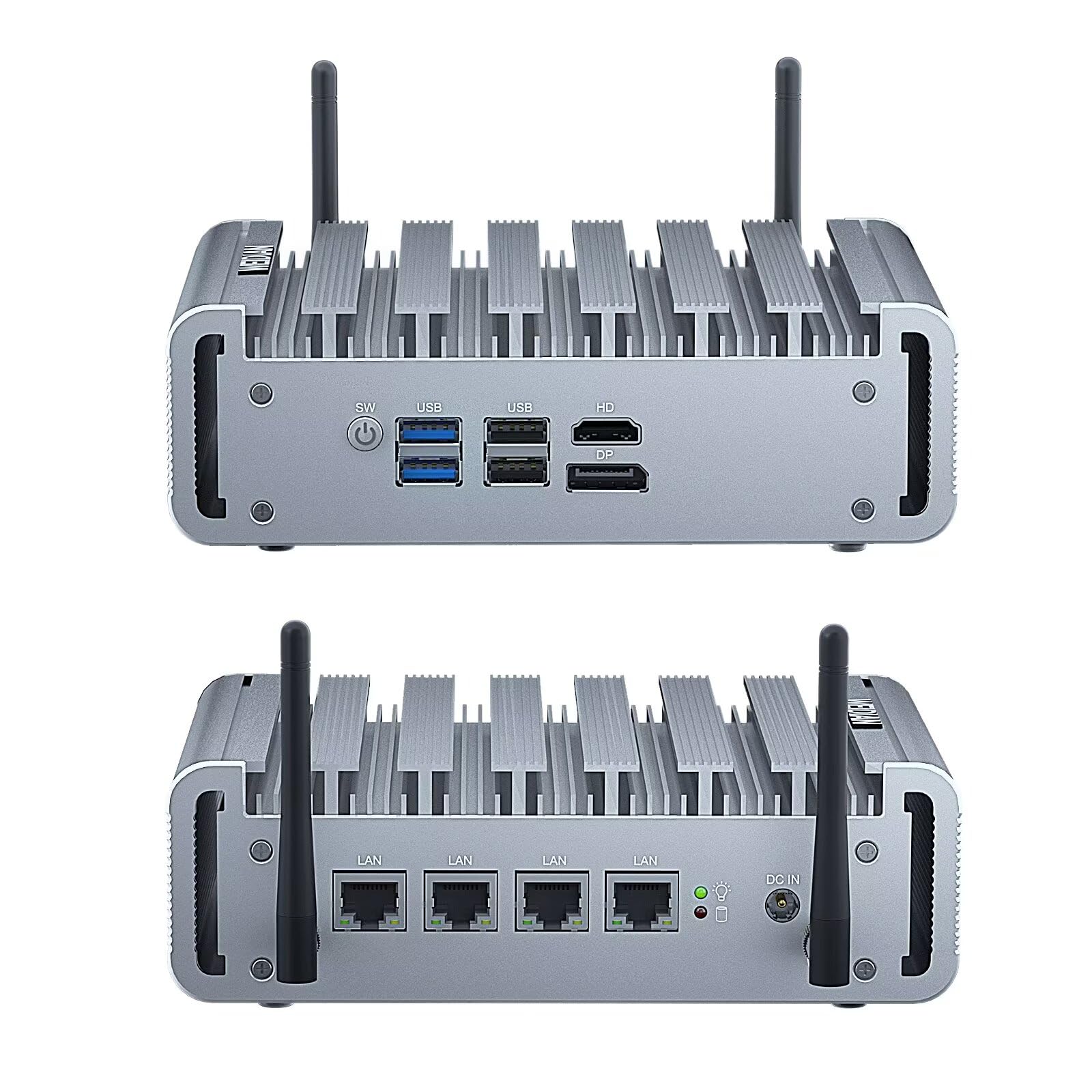 WEIDIAN N100 Firewall PC, Firewall 2.5GbE, Lüfterloser PC, Micro Firewall Appliance, Firewall Hardware, 4 x 2.5GbE NIC, HD, DP, 4USB, SIM Card Slot, Auto Power On, for Home-Server/Network Firewall