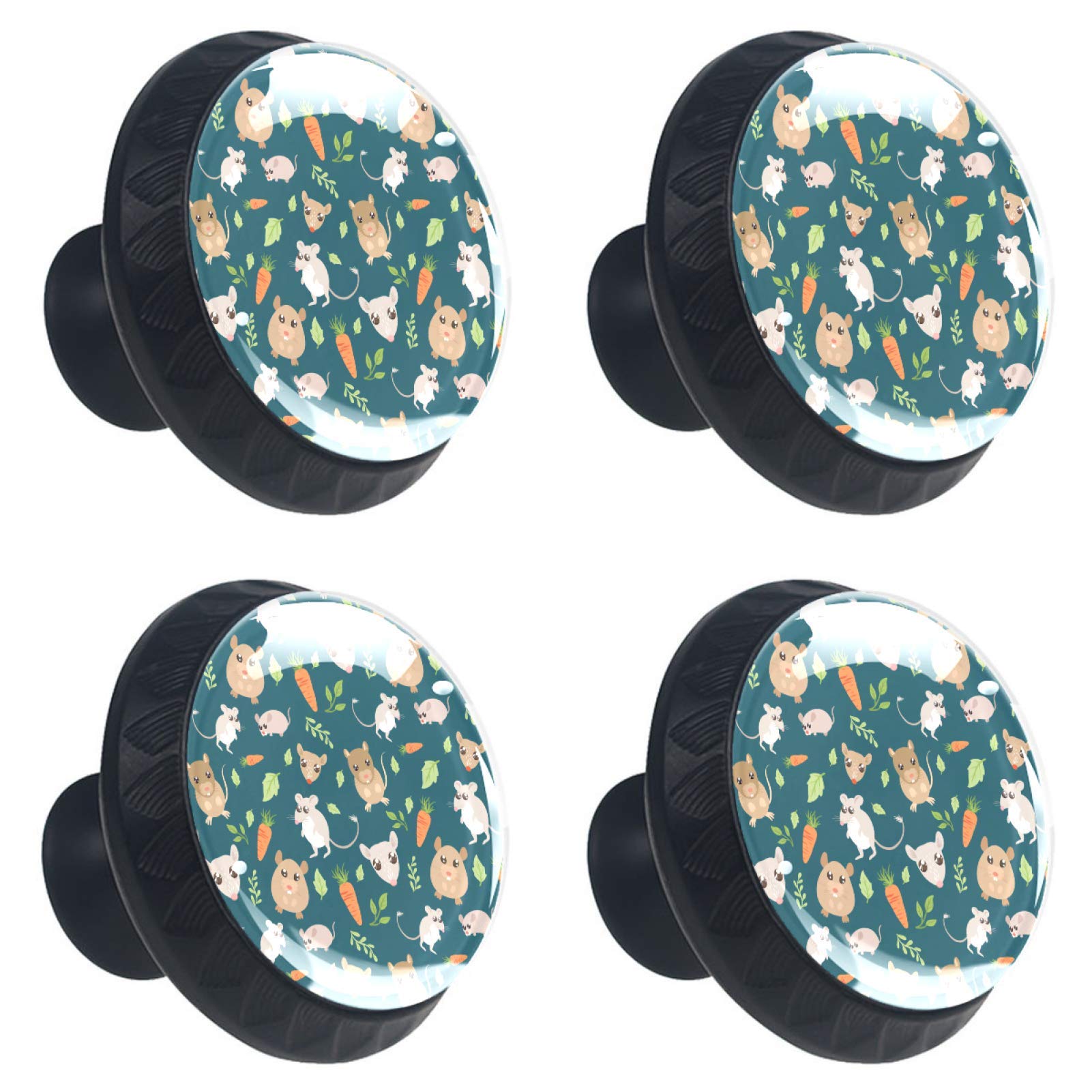Boutons de tiroir en verre bouton de meuble animaux multicolore lot de 4 décoration