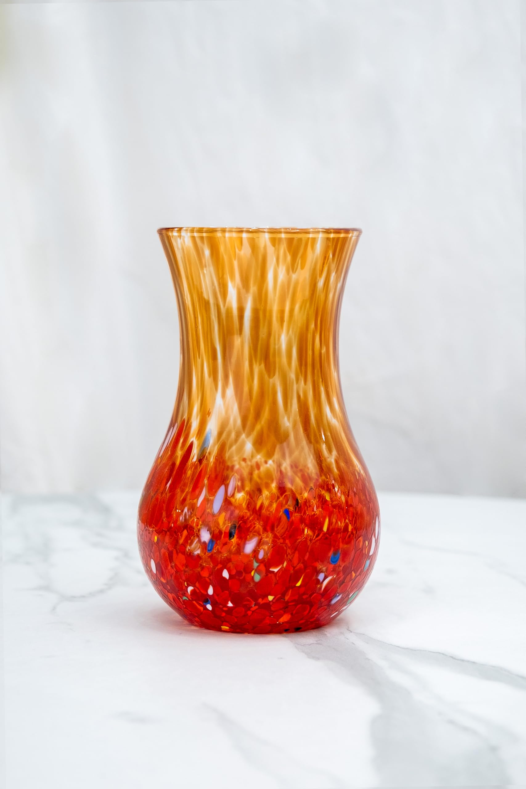 MurArt Vaso in Vetro di Murano. Collezione Elegance.Alta 20 cm.Lavorato a Mano Made in Italy.(ROSSO)