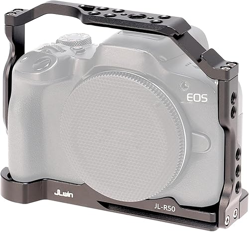 Foto4easy R50 - Soporte de jaula para cámara sin espejo Canon EOS R50, placa de liberación rápida para Arca-Swiss, orificios de tornillo de 1/4 y