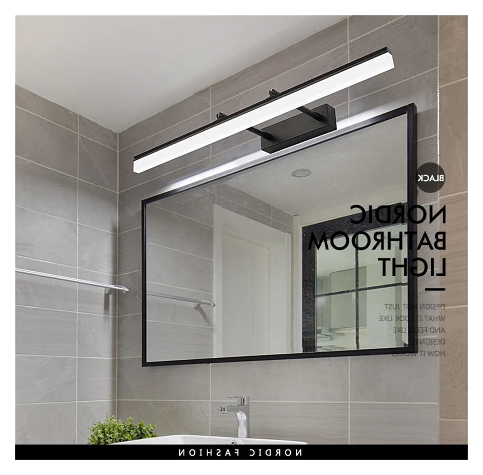 LED Spiegelleuchte 40cm 12W AC90-240V Wasserdicht Moderne Kosmetik Acryl Wandleuchte For Badezimmerspiegel Lampe Licht Stabile Beleuchtung(Black,White)