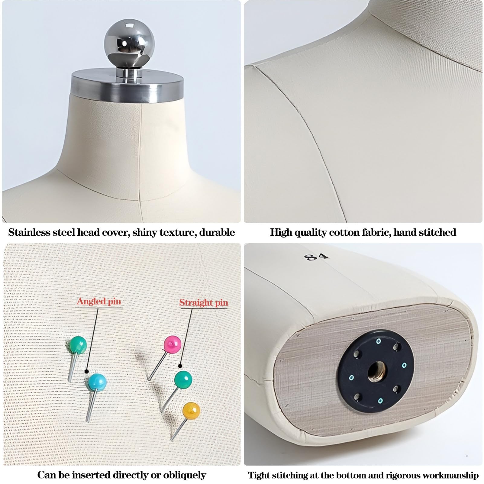 Manichino da cucito femminile, busto regolabile con braccioli, design su misura, ruote universali stabili