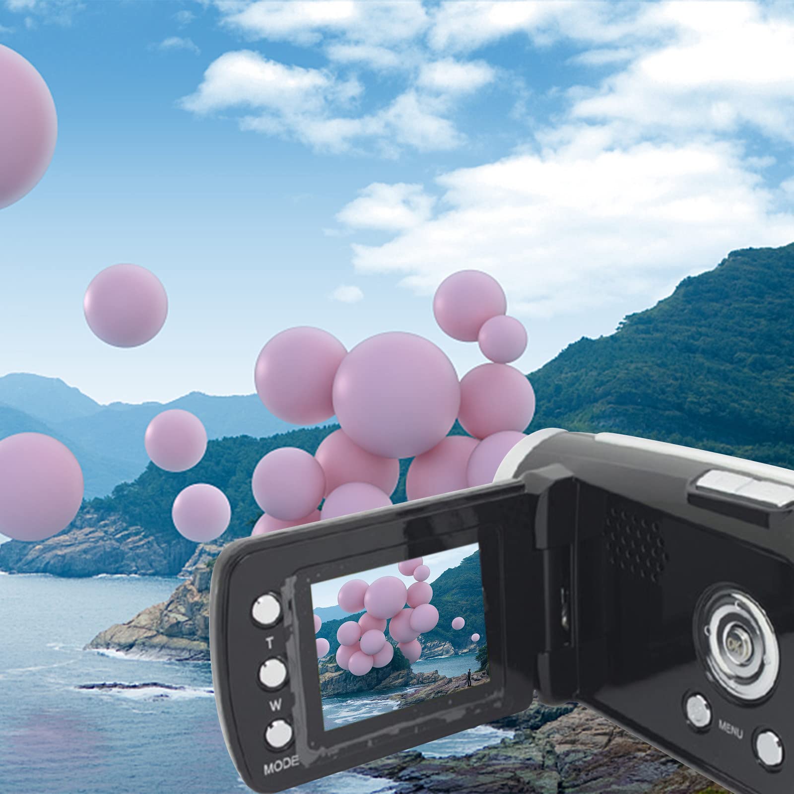 Vlogging Camera with 1.8 Inch Screen, 4X Digital Zoom Digital Camera for Photography, Mini Camera with 12million Pixe-l HD, Face Detection, Continuous