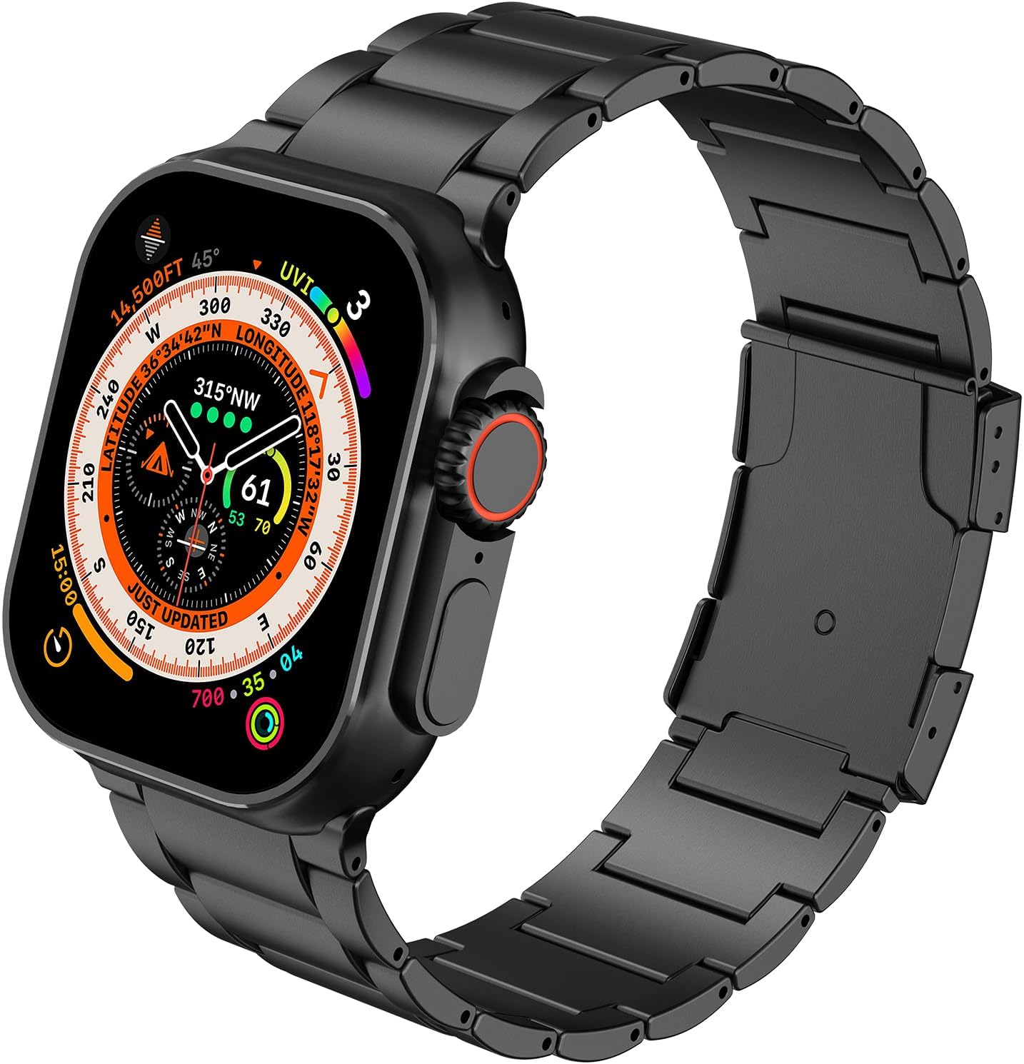 SEURE Titanium Band Compatible with Apple Watch Ultra 2 Band 49mm 45mm 44mm 42mm,Lightweight Titanium Metal Strap for iWatch Series 9 8 7 6 5 4 3 2 1 Men