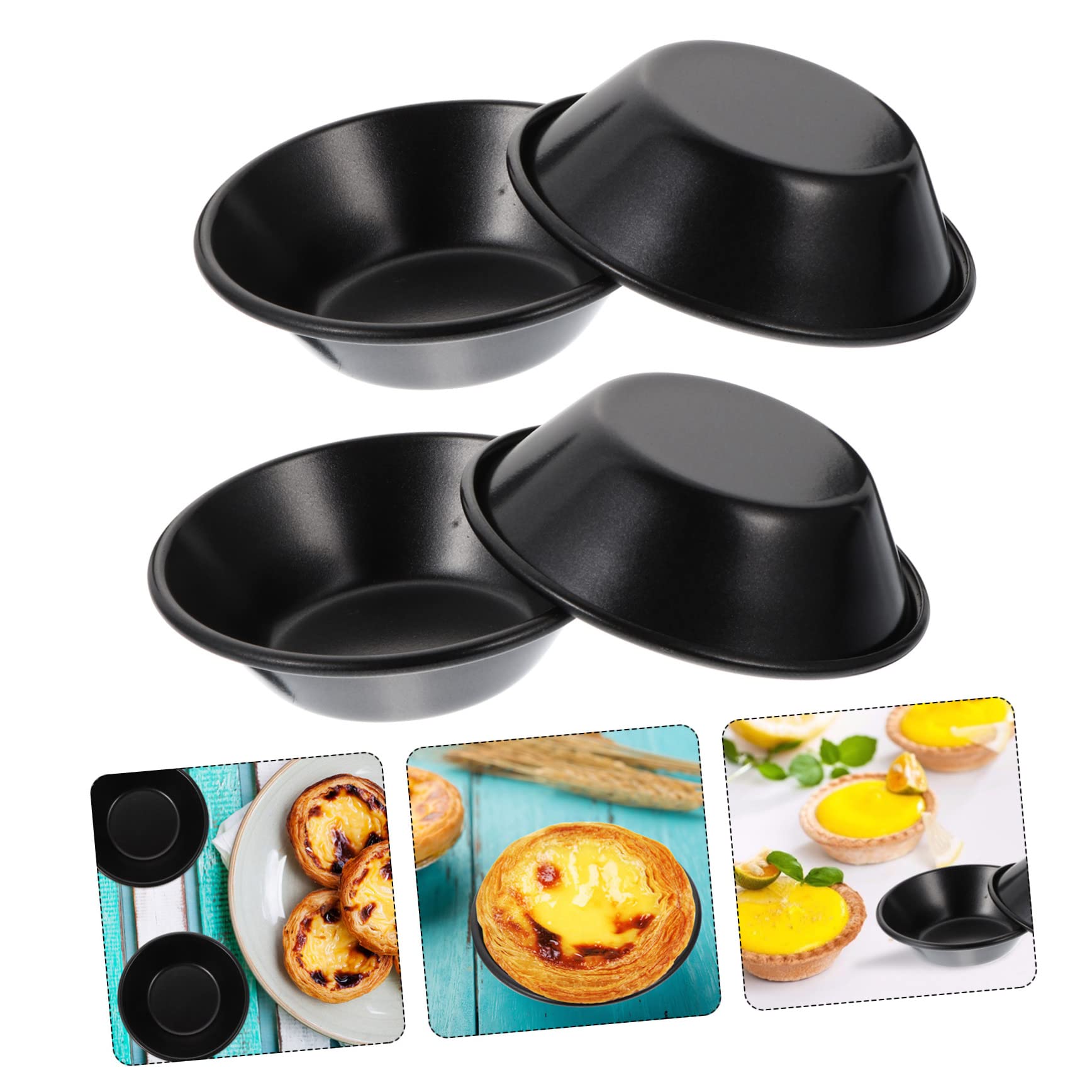 ULTECHNOVO Molde De Tarta De Huevo Moldes De Tarta No Moldes De Pastel Para Hornear Molde Para Hornear Pan Mini Moldes Para Flan Para Hornear Black 4 Piezas X 4