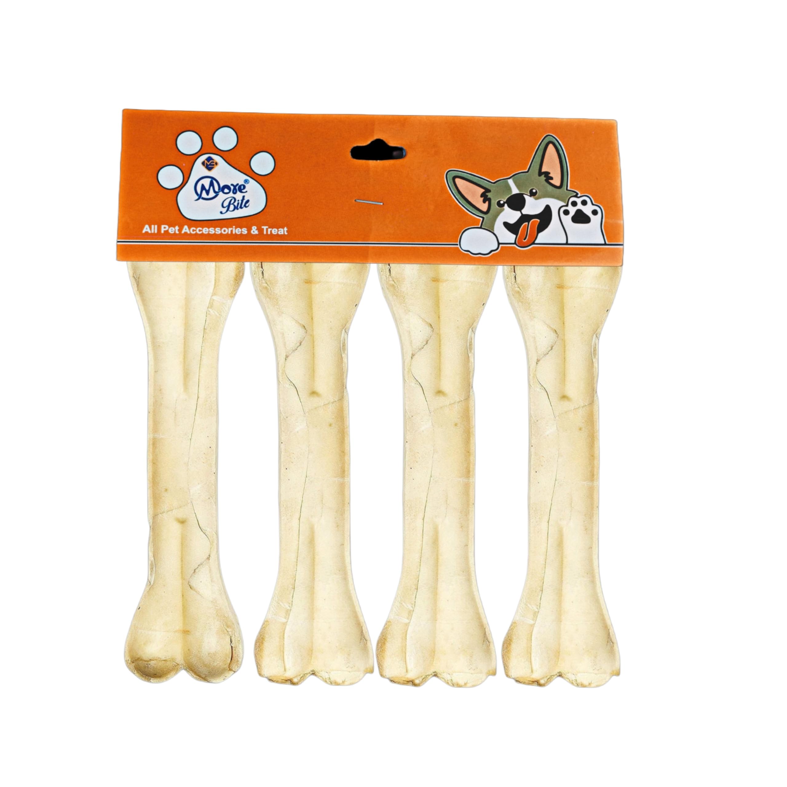 More Bite Pressed Dog Chew Bones for All Life Stages, Chicken Flavor, 4 inches - Pack of 4 Bones