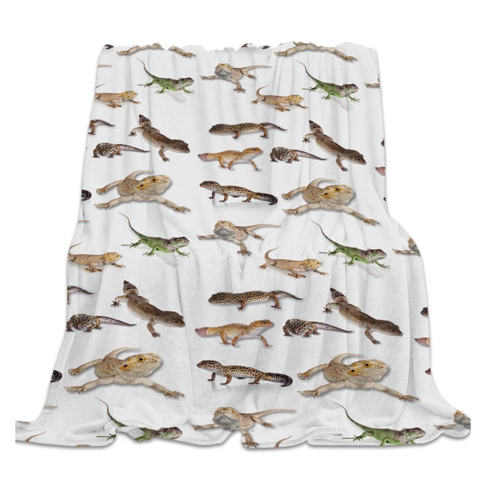 Ultraweiche Flanell-Fleece-Decke 152x203 Cm – Reptilien-Eidechsen-Muster, Für Couch & Bett