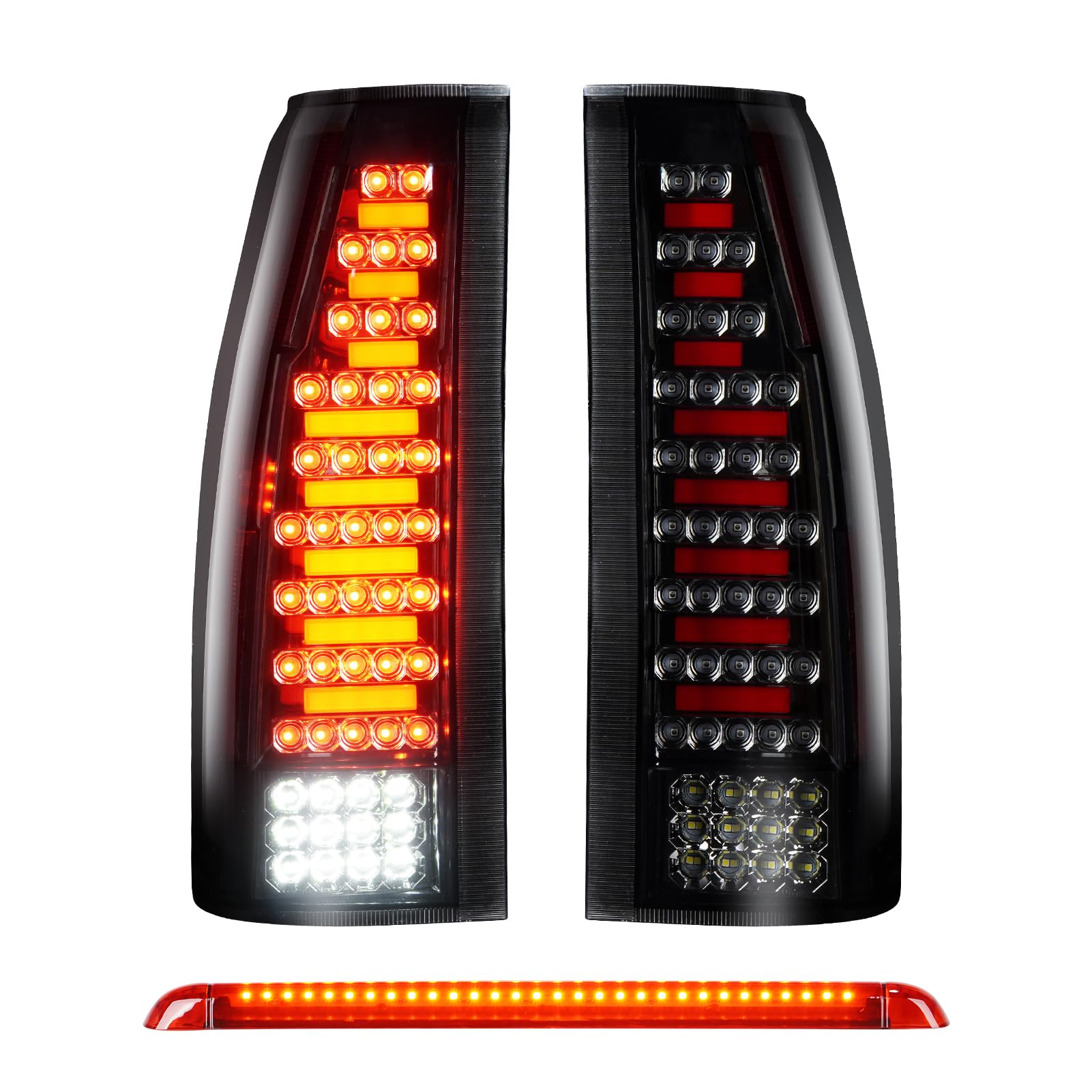 TailLight + 3rd Third Brake Lamp for Chevy GMC C1500 C2500 Suburban 1992-1999, Tahoe 1995-1999, Yukon 1992-1999, Cadillac Escalade 1999-2000, High Mount Stop Light Rear LED Tail light