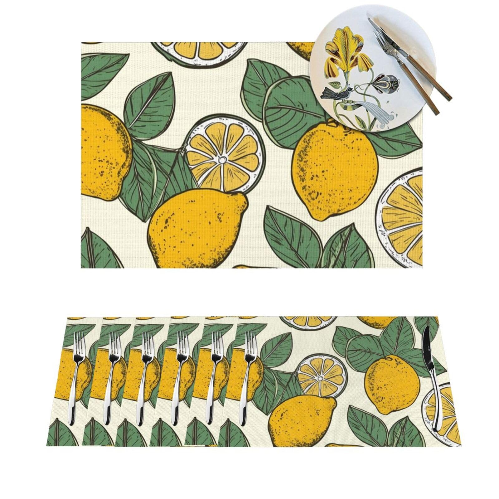 Sets de table en PVC motif citrons pour protéger votre table des plats chauds et rayures