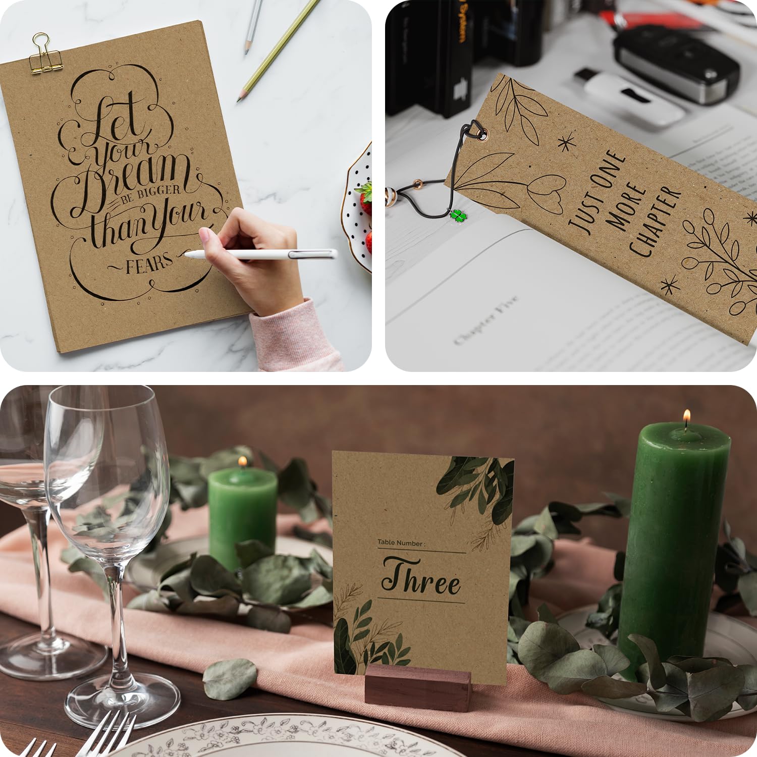 Papier Kraft 225g/m² Format A3 - Lot De 50 Feuilles - Carton Brun Recyclé FSC - Pour Créations, Emballage, Faire-part