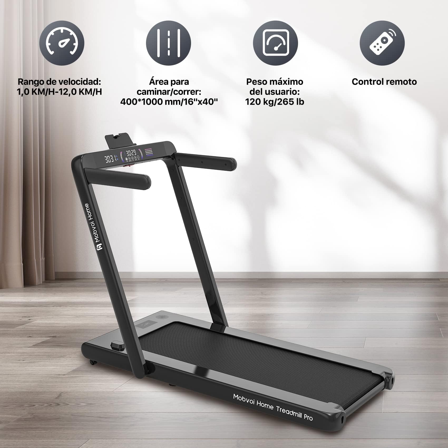 Mobvoi Home Cinta De Correr Smart AI con TicSports App, Altavoz Bluetooth Integrado, Control Remoto, Máquina para Caminar Y Correr para Ejercicio Físico En El Hogar En Interiores