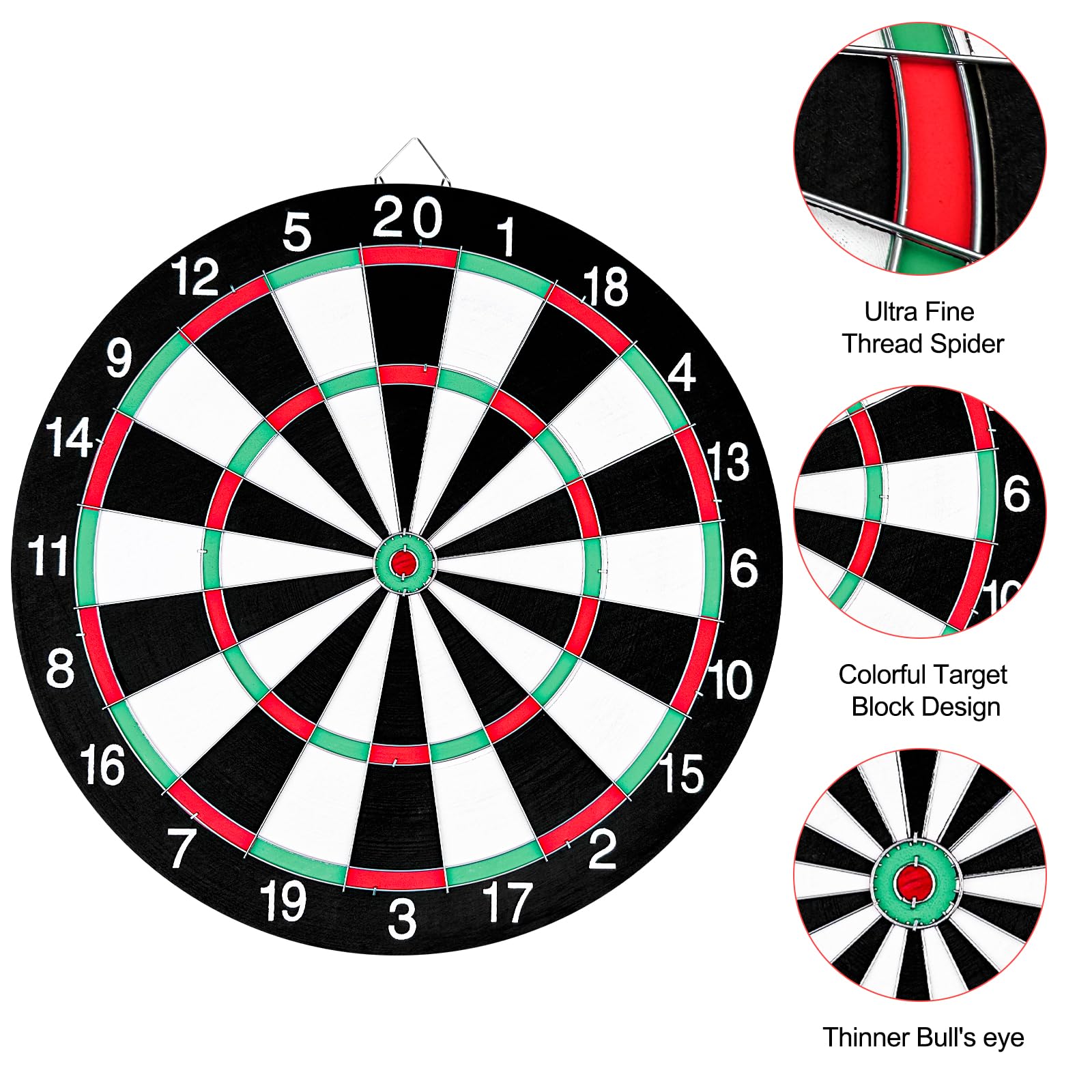WinGluge Bersaglio Freccette 40.5CM, Set Freccette Gioco Tirassegno Anello Numerico, Classico con 6 Freccette Professionali per Attività Aria Aperta e Riunioni Famiglia