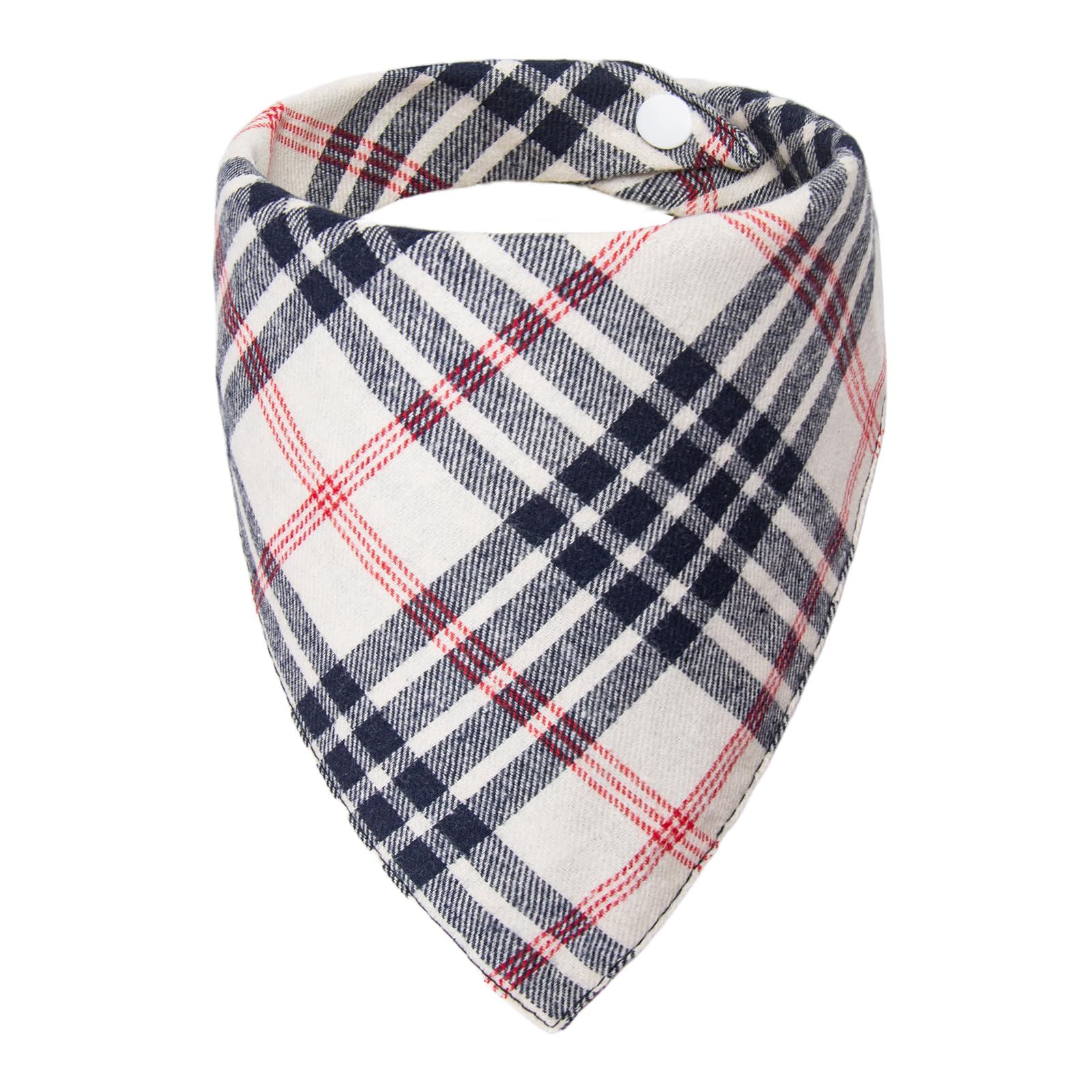 ICEMOOD Dog Plaid Bandana, Adjustable Snap Puppy Scarf, Soft Breathable Cotton Washable Neck Accessory, for Medium and Large Pets 30-75 lbs,Beige
