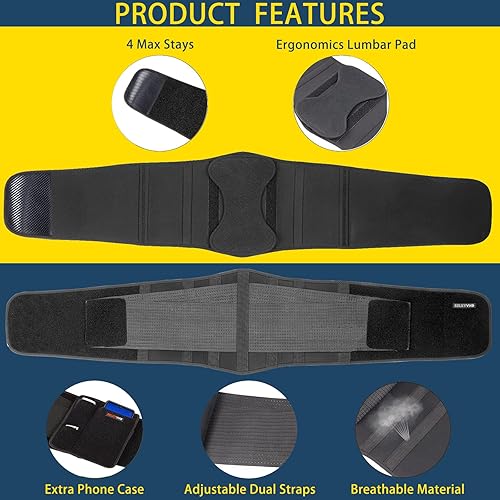 Miniatura 4 de Cinturón de apoyo para la espalda, cinturón de protección de cintura para aliviar el dolor, escoliosis, ciática, hernia de disco, cinturón de