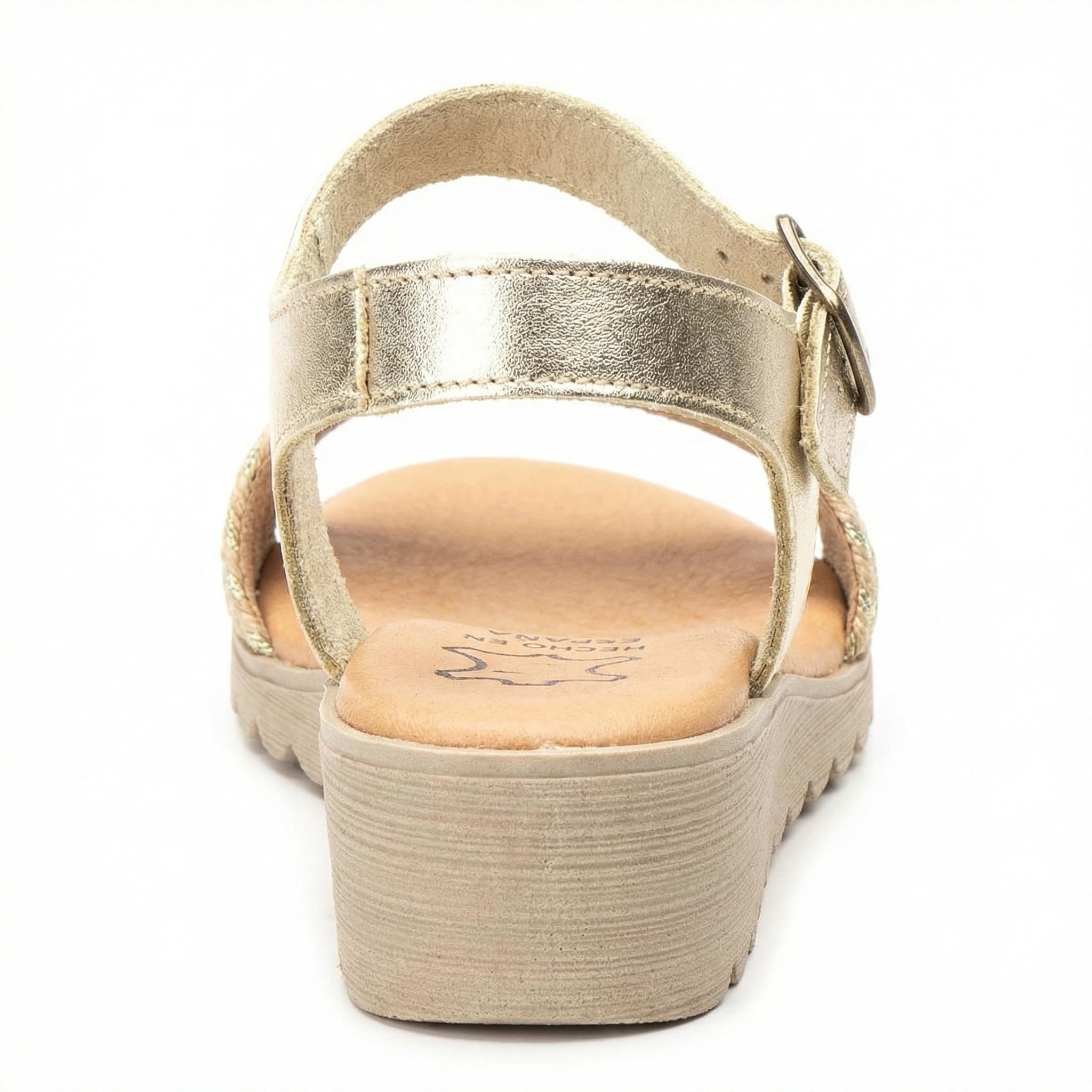 Damen Keilsandalen mit Knöchelriemen & Schnalle, ergonomisches Fußbett, | rutschhemmende Profilsohle – bequeme Sommersandale für Alltag, Urlaub & Stadt