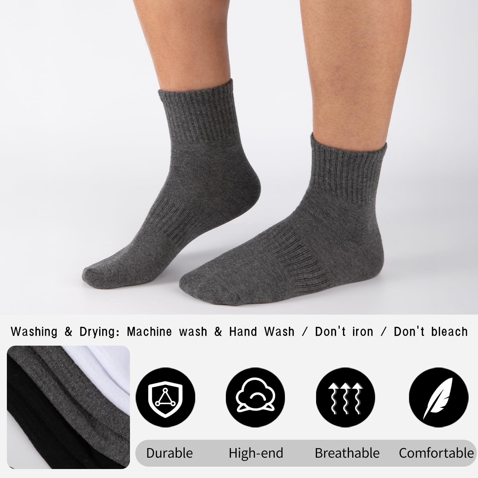 eallco Calcetines tobilleros de algodón para hombre, 6 pares