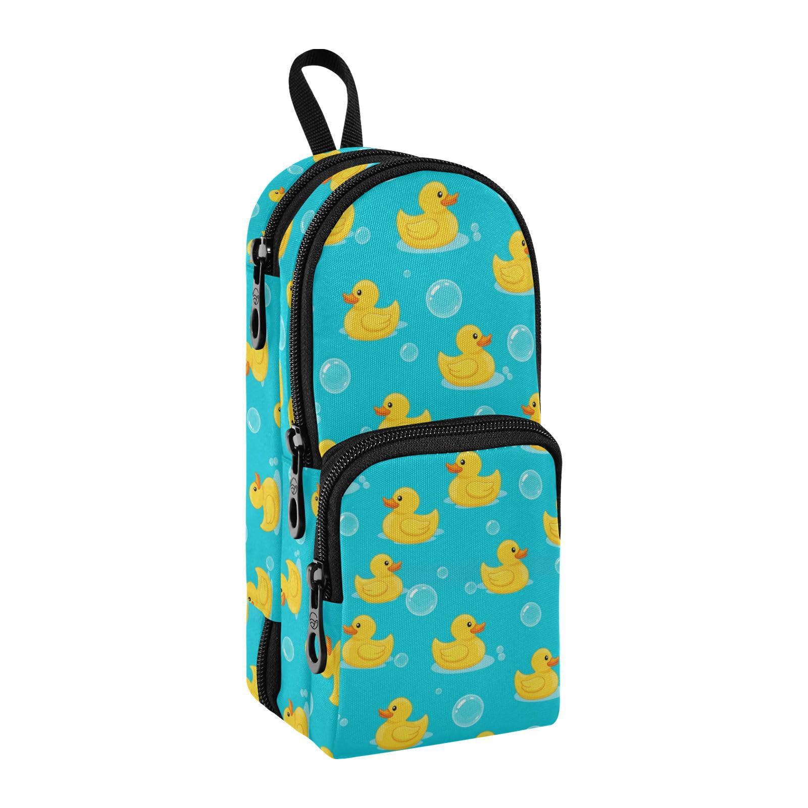 Yellow Duck Pencil Bag Pouch Box Organizer Cartoon Multi-Slot Pencil Pen Case Durable Lightweight Pen Pouch
