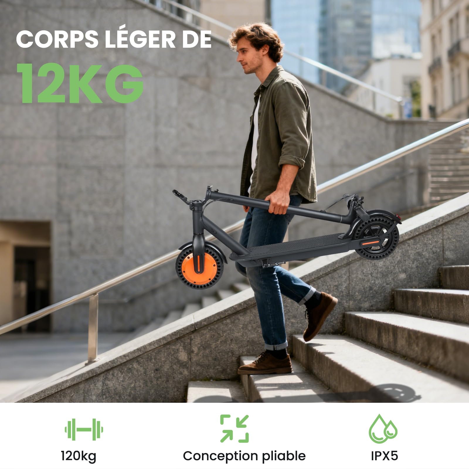 Trottinette Electrique Enfant12-15 Ans,Autonomie 20km,Moteur 350w,Smart App,Double Freinage,Max 25 Km/h,3 Modes+Cruise,Pneu Plein 8,5,Offrir des Cadeaux,Aller à l'école/Travailler/Camping