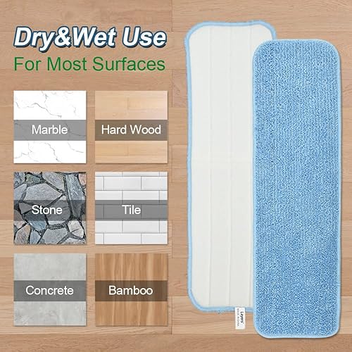 Miniatura 5 de Layers Paquete de 6 almohadillas de repuesto de microfibra de 18 pulgadas, repuestos de trapeador reutilizables para la mayoría de trapeadores de