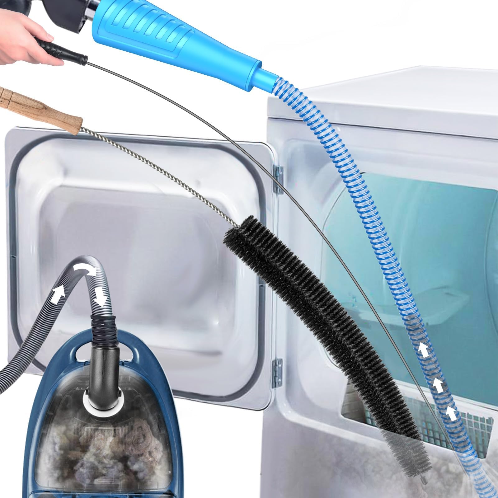 SealegendDryer Vent Cleaner Kit Vacuum Hose Attachment Brush Lint Remover Power Washer and Dryer Vent Vacuum Hose