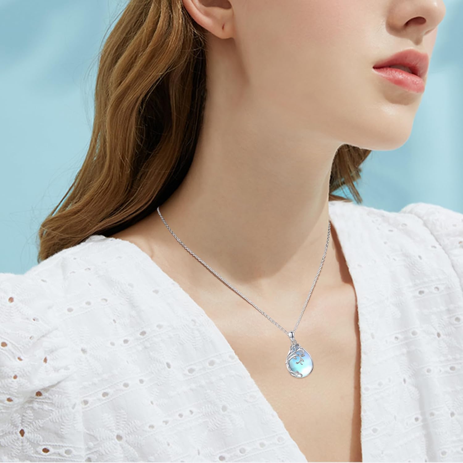 CUOKA MIRACLE Moonstone Necklace Sterling Silver Teardrop Pendant Tree Of Life Moonstone Jewelry Gifts For Women - Image 5