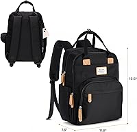 Vista 9 de RUVALINO Mochila para pañales, paquete de viaje multifunción para maternidad y bebé, gran capacidad, impermeable, negro