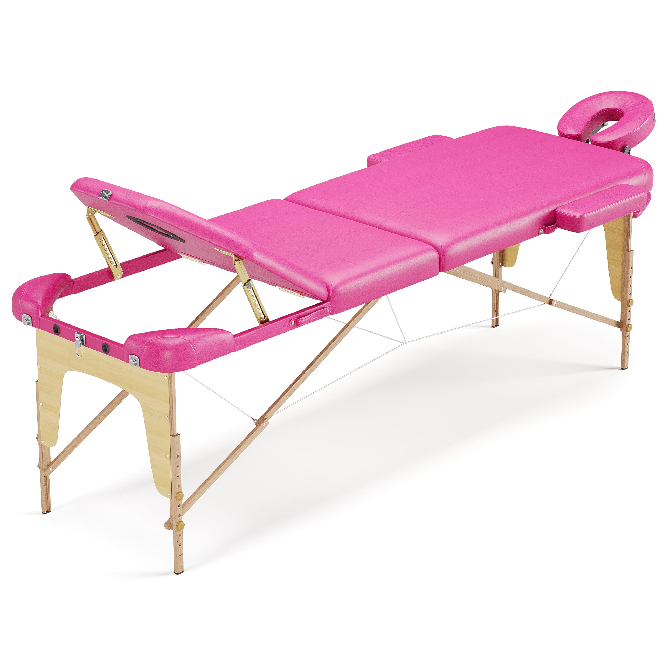 Beltom® Lettino Massaggio Rosa 3 Zone Nuovo Modello 195X70 CM + PORTAROTOLO Pannello Reiki Angoli ARROTONDATI RINFORZATI - Portatile Pieghevole ESTETICA Fisioterapia FISIOTERAPISTA Tattoo Tatuaggi