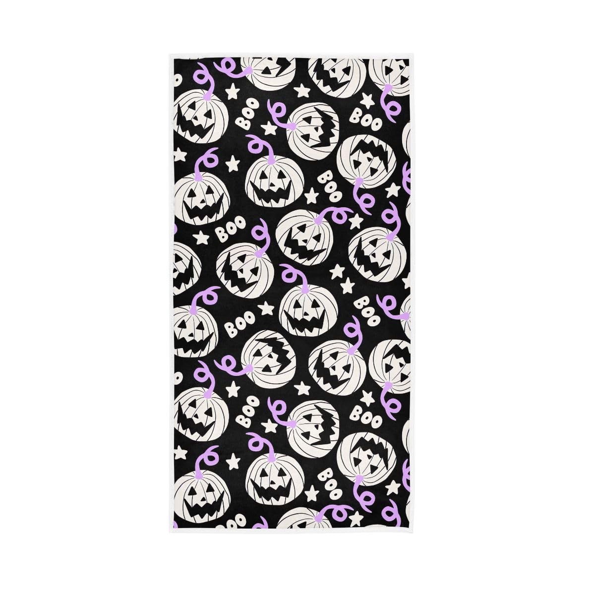 LSRCPD Cute Halloween Pumpkins Black Hand Towels, Absorbent Towels for Hand, Face, Hair, Yoga, Kitchen, Bath 15 x 30 Inches