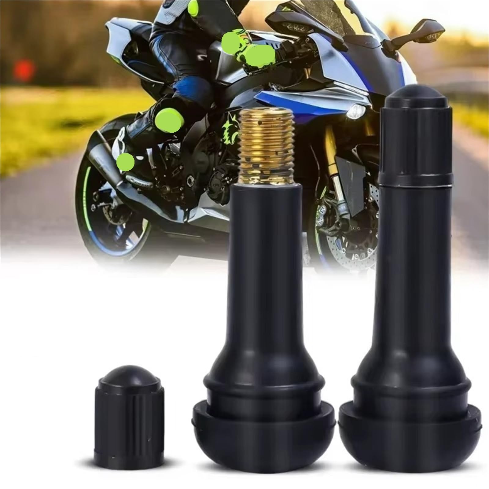 Ventilkappen TR414 Schlauchloser Autoreifen-Ventilkernsatz, Motorrad-Autozubehör, Gummireifen-Ventilkern mit Kappe und Schnappverschluss(24pcs)