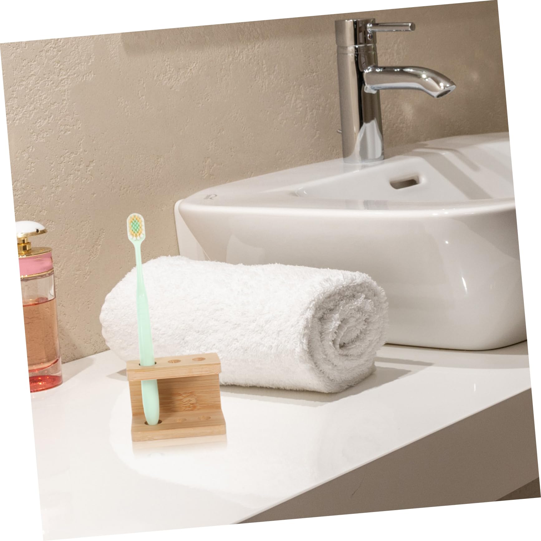 5 soportes de bambú para cepillos de dientes eléctricos, organizador de brochas de maquillaje, organizador de tocador