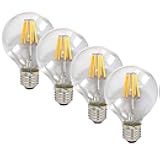 SleekLighting 8Watt G25 LED Filament Dimmable General Purpose Household Light Bulb, Warm White 2700K, E26 Medium Base 4 PACK