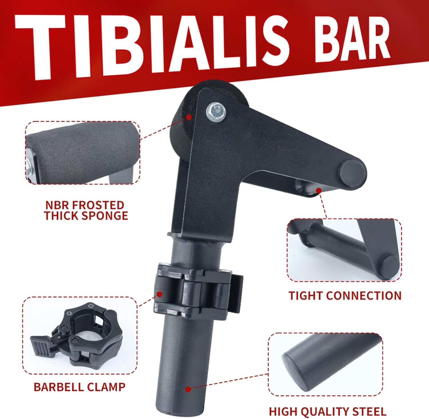 MARLANG Solo Tib Bar Tibialis Trainer Tibialis Bar Knees Over Toes Equipment Tibialis Raise Tibia Dorsi Calf Workout Machine Calves Workout Equipment Fit 2 Inch Weight Plates