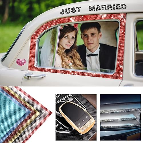 Miniatura 4 de Lámina de diamantes de imitación para decoración de automóvil, calcomanías de diamantes de imitación autoadhesivas, lámina de pegamento de gemas de