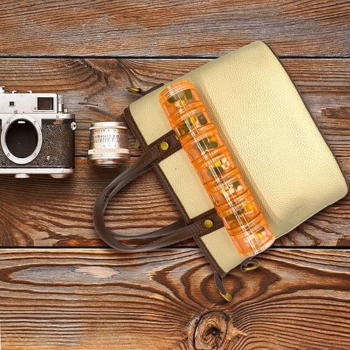 Miniatura 8 de Planificador semanal de píldoras de viaje, organizador de píldoras mensual, caja de píldoras del mes diario, compartimentos separados AMPM, los