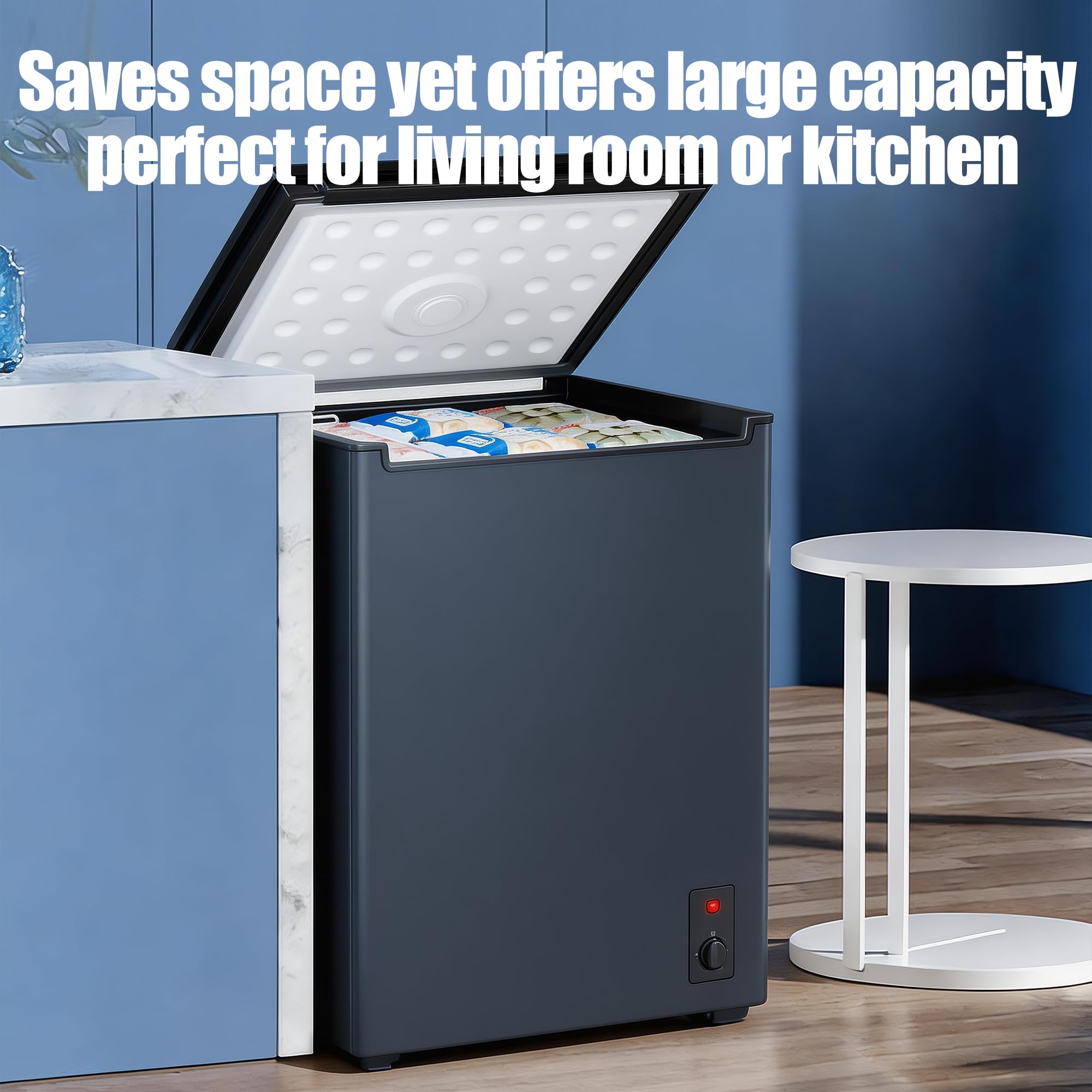 Cosanta 4.5 Cu. Ft. Small Chest Freezer, Top Door, Mini Deep Freezer,Metal, Freestanding With Removable Basket, For Home Kitchen Office (Black, 4.5cu.Ft) on Fridge.com - View 6