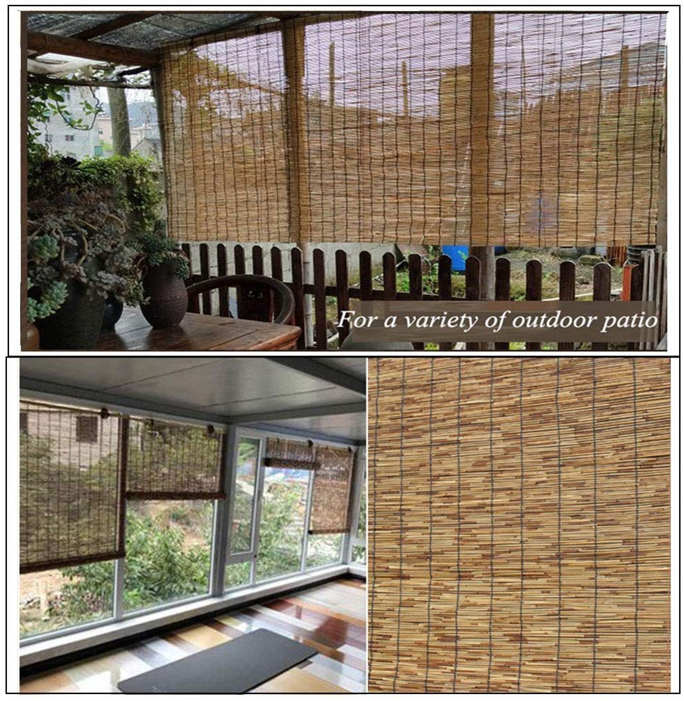 Tenda a Lamella in Canna Naturali,Tende a Rullo in Paglia Retrò,Tapparella a Carrucola in Bamboo,Anti-UV/Impermeabile/Parasole,Tapparelle in Reed per Interni Esterni,Personalizzate(50x80cm/20x32in