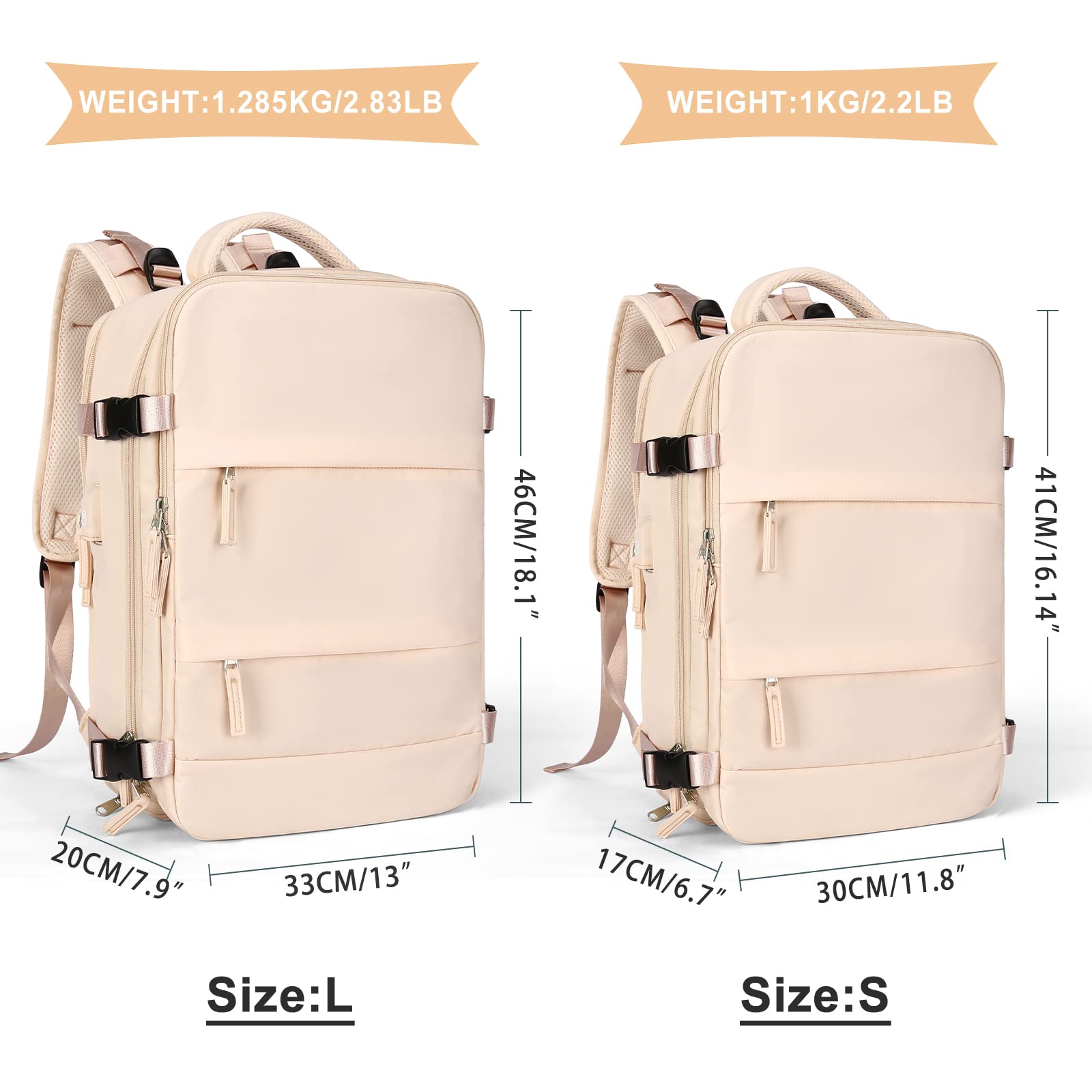 BJLFS Borse da Cabina per Ryanair 40x20x25 Bagaglio a Mano Zaino Borsa Zaino da Viaggio, Zaino da trekking,Zaino Easyjet 45x36x20,Zaino Casual per laptop da 14 pollici per scuola