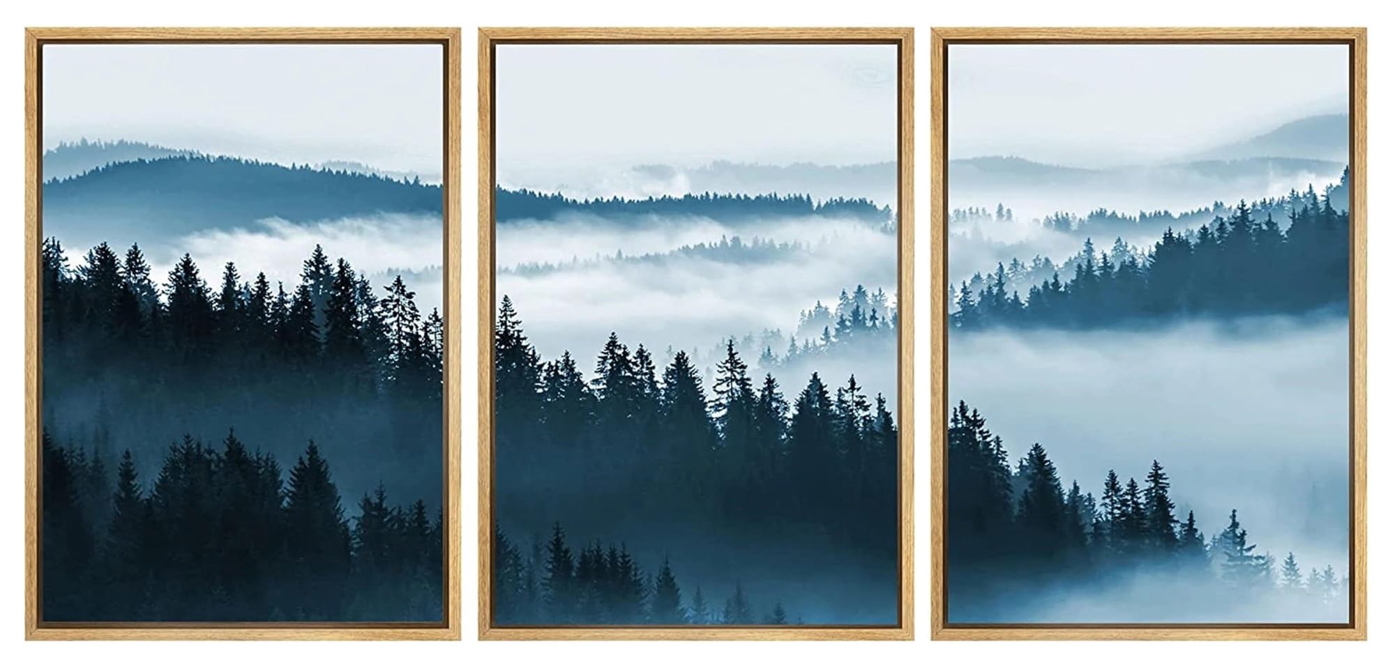 Impression sur toile forêt de pins triptyque mural moderne sans cadre 40x60
