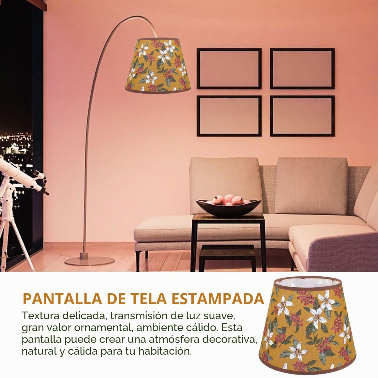 HOMSFOU Pantalla de tela para lámpara de, pantalla de granja, lámpara interior, iluminación de pared, pantalla de mesa, pantalla retro, pantalla de 70 años