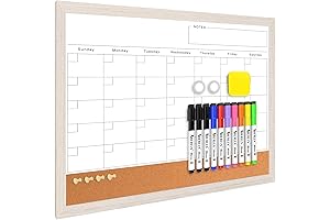 Monthly Whiteboard Calendar & Corkboard for Wall