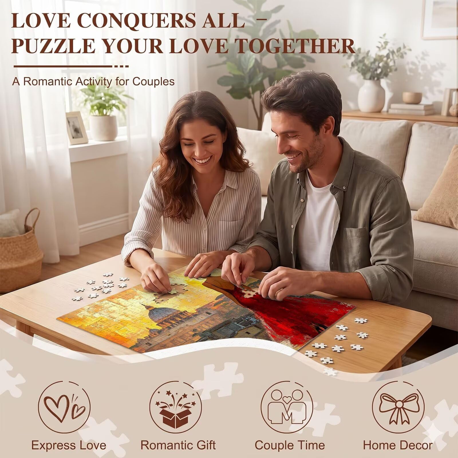 Bellezza Città Puzzle 1000 Pezzi per Adulti, Puzzle in Legno - Collezione Classica con Poster Incluso - Sfida di Concentrazione e Passatempo Antistress, Gioco Educativo per Famiglia, 75 x 50 cm f0-741